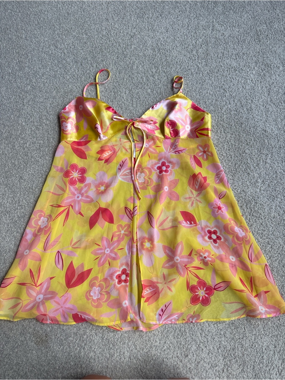 1999 Vintage Victoria's Secret Yellow & Pink Floral Babydoll Top